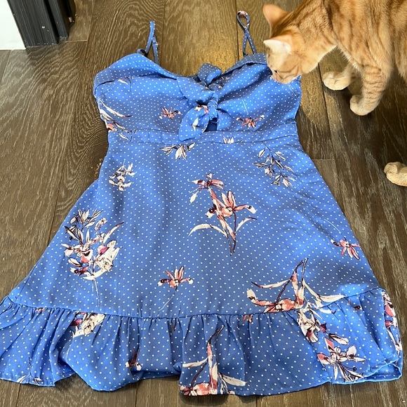 Lost & Wander Vanessa Periwinkle tie front dress size medium - Picture 2 of 5